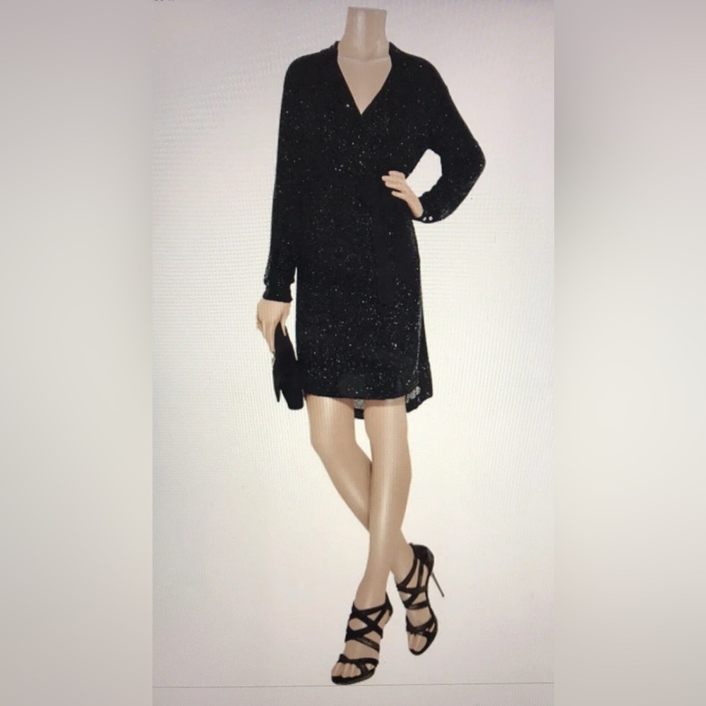 Diane Von Furstenberg Helena Beaded Silk Wrap Dresd Wrap (Sz 6)